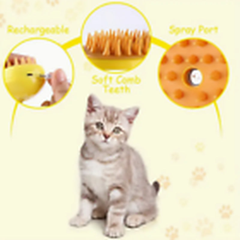 Rechargeable Hot Steam Grooming Brush for Cats and Dogs - Effortless Shedding Hair Spray Solution