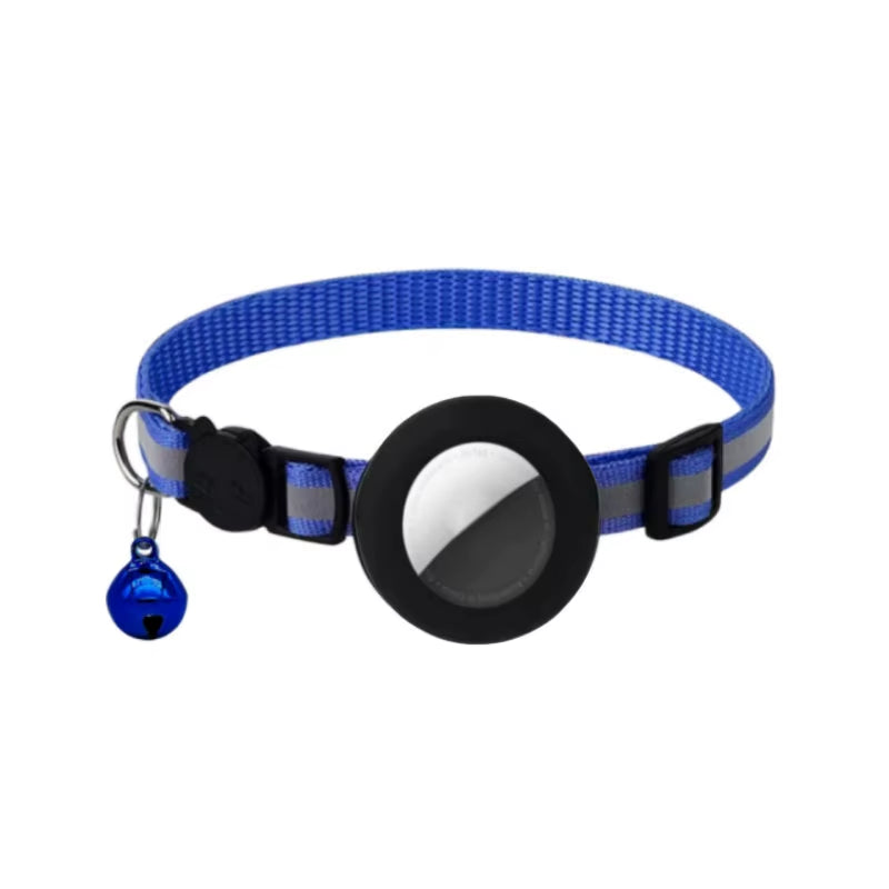 Breakaway Reflective Cat Collar with Apple AirTag Holder and Bell, 1 Piece, 0.4 Inches, Suitable for Male and Female Cats
