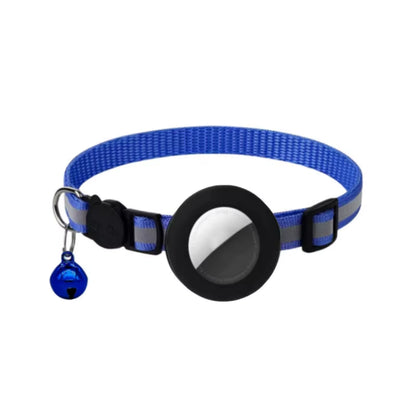 Breakaway Reflective Cat Collar with Apple AirTag Holder and Bell, 1 Piece, 0.4 Inches, Suitable for Male and Female Cats