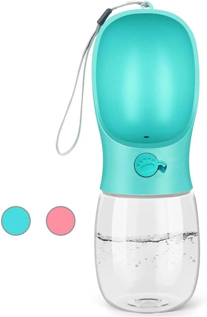 Dog Water Bottle - 12oz Leak-Proof Portable Dispenser with Drinking Feeder for Outdoor Activities, Made from Food Grade Plastic, Blue - 8.3" x 2.5