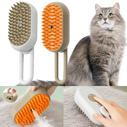 Electric Pet Steam Brush for Cats - Grooming and Hair Removal Vaporizer with Massage Function