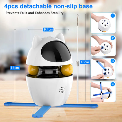 Interactive 3-in-1 Automatic Cat Toy with Laser and Feather for Indoor Use
