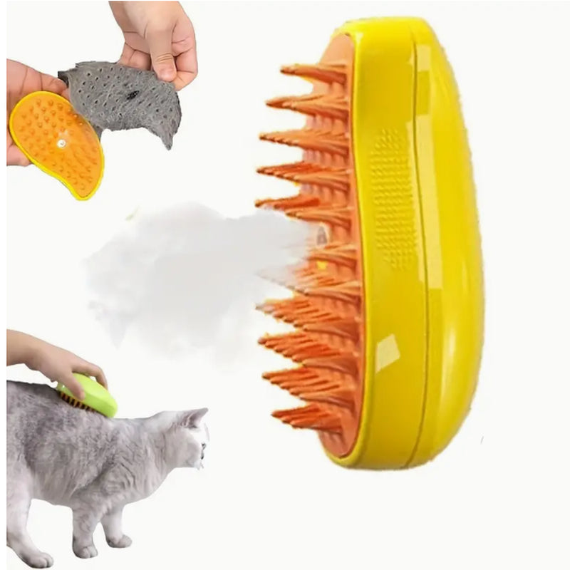 Rechargeable Hot Steam Grooming Brush for Cats and Dogs - Effortless Shedding Hair Spray Solution