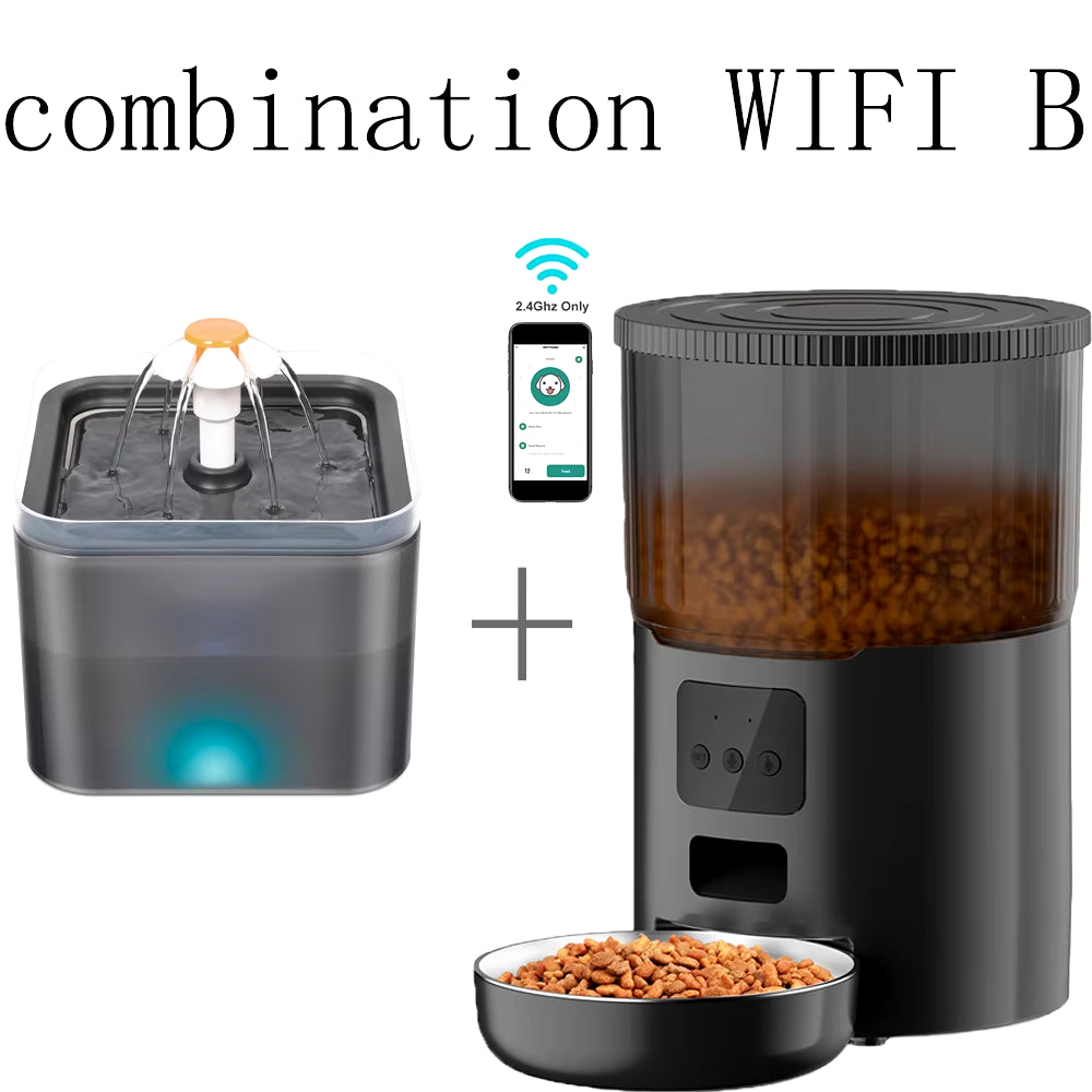 4L Smart Pet Feeder with Tuya WiFi Connectivity and 2L Automatic Drinking Fountain for Dogs and Cats