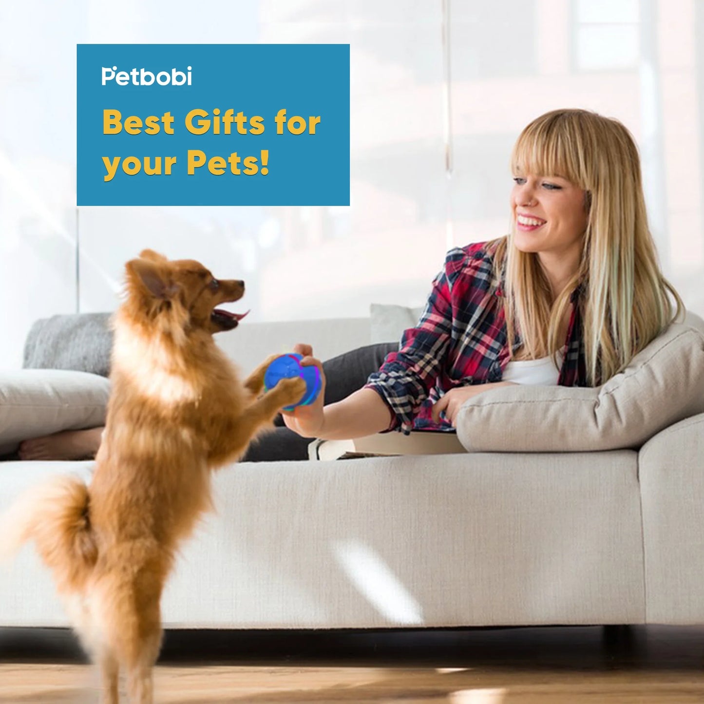 Interactive LED Dog Ball - Rechargeable Active Toy for Medium to Large Dogs, Features Flashing Lights and Movement