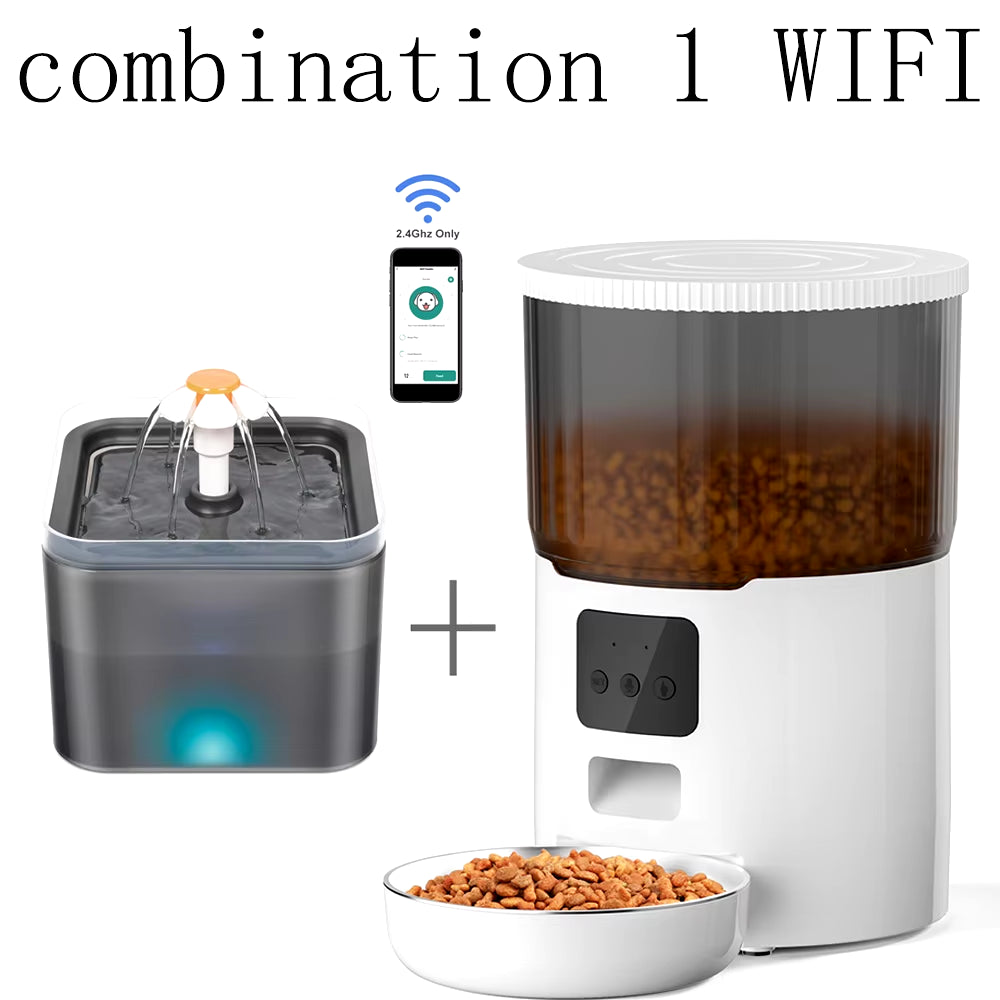 4L Smart Pet Feeder with Tuya WiFi Connectivity and 2L Automatic Drinking Fountain for Dogs and Cats