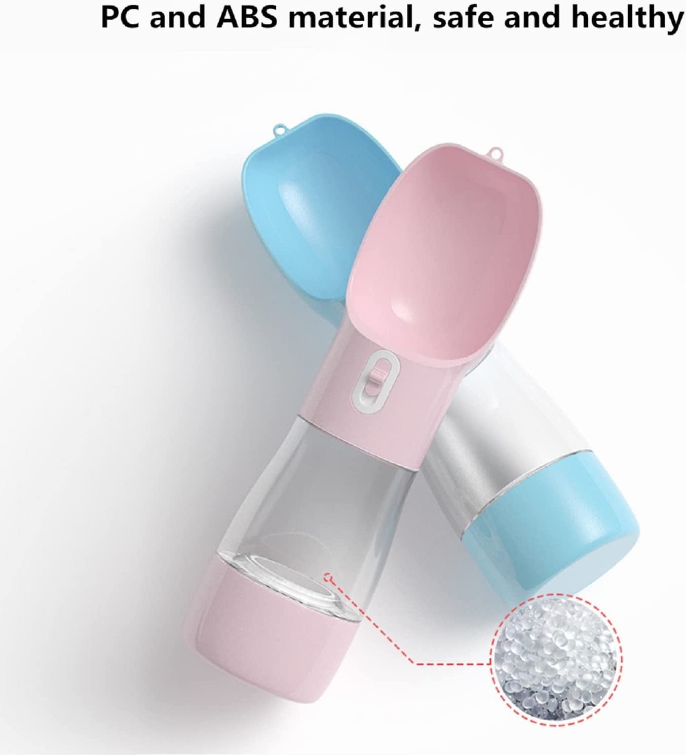 Portable Dog Water Bottle - Leak-Proof Dispenser with Integrated Bowl and Food Container, Dishwasher Safe, Made from Food Grade Plastic for Outdoor Activities, Hiking, and Travel - Pink